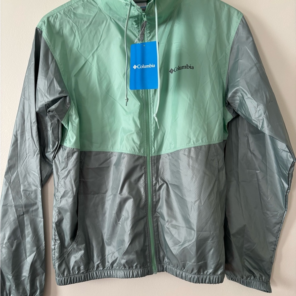 Columbia Two-Tone Windbreaker Jacket - Green and Gray
